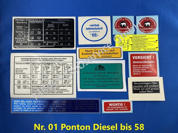 Aufklebersatz Nr.01 Ponton Diesel bis 58