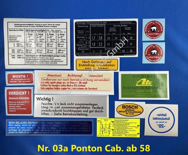 Aufklebersatz Nr.03a Ponton Cab. ab 58