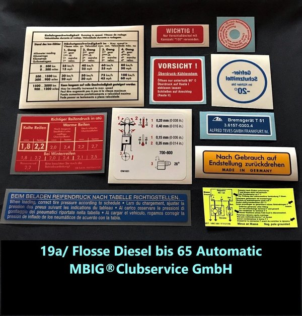 Aufklebersatz Nr.19a Flosse Diesel bis 65 Automatic