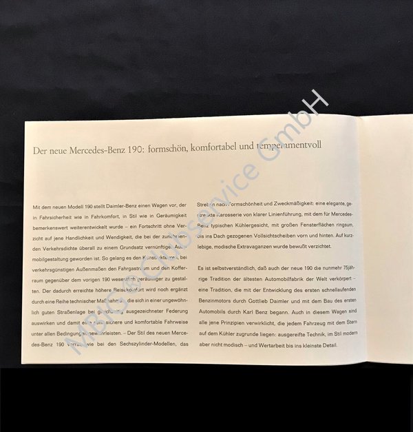 MBIG® Mercedes Daimler Benz Prospekt Heckflosse W110 190 Reprint