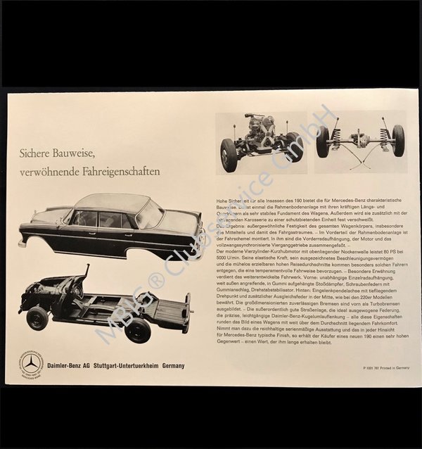 MBIG Mercedes Daimler Benz Prospekt Heckflosse W110 190 Reprint